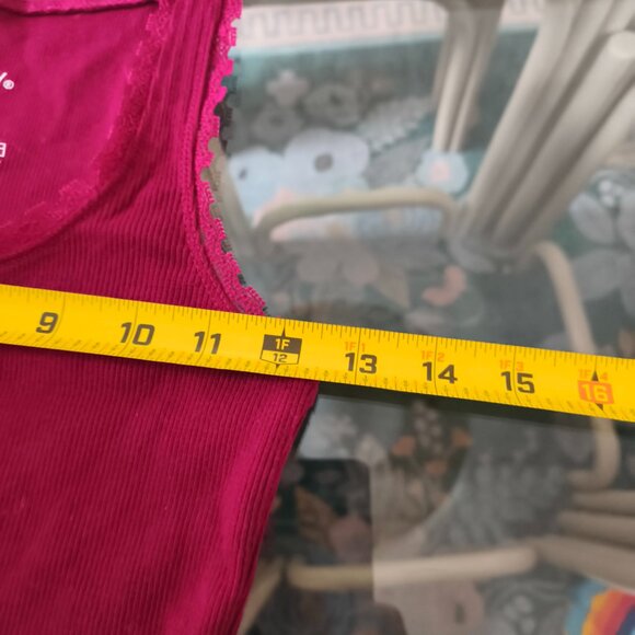 y2k Vanity Racerback Lace Ribbed Racerback Tank sz S Raspberry Coquette Layers - Picture 7 of 7